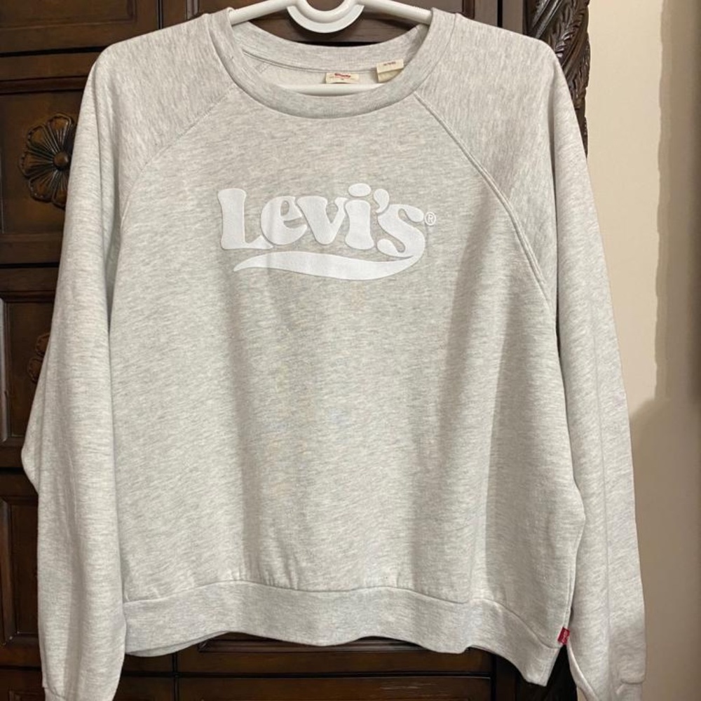 NWT Levi's Heather Gray Vintage Raglan Crewneck Long Sleeve Sweatshirt, Size L